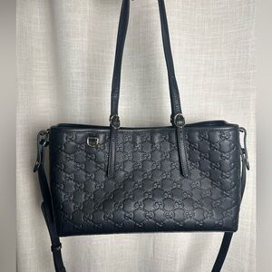 Gucci Black Leather Tote Bag